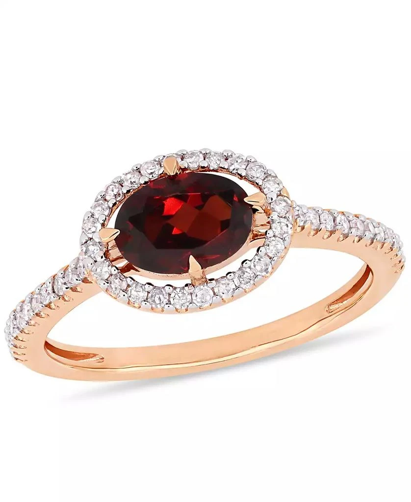 商品Macy's|Garnet (1 ct.t.w.) and Diamond (1/4 ct.t.w.) Halo Ring in 10k Rose Gold,价格¥4442,第1张图片