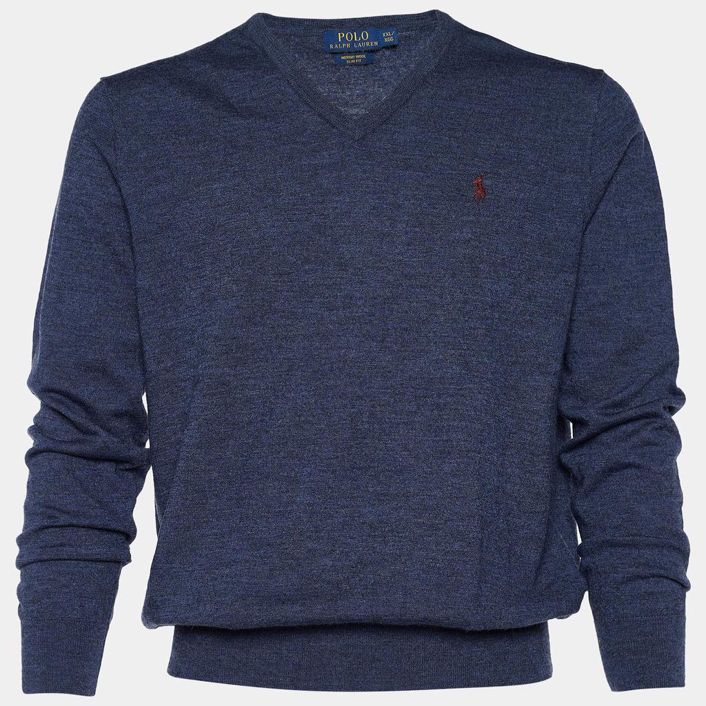 商品[二手商品] Ralph Lauren|Polo By Ralph Lauren Blue Merino Wool Slim Fit V-Neck Jumper XXL,价格¥1133,第1张图片