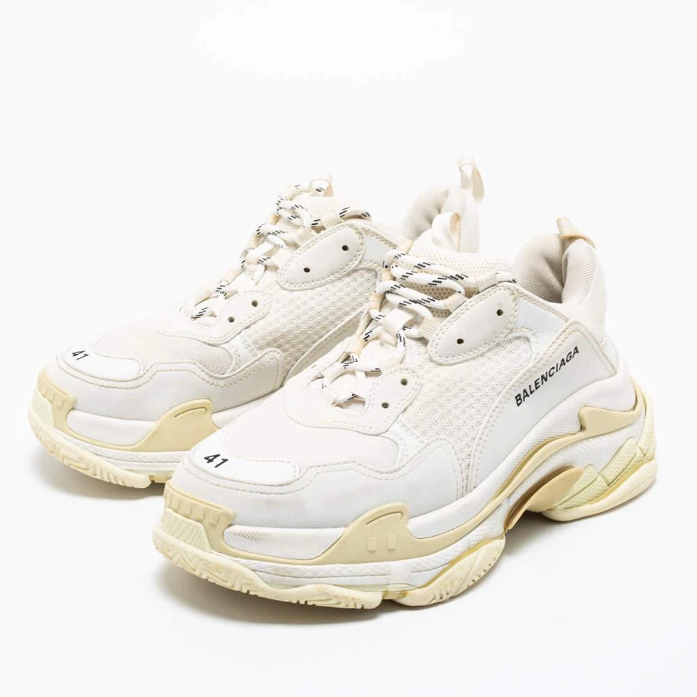 商品[二手商品] Balenciaga|Balenciaga White Nubuck Leather and Mesh Triple S Low-Top Sneakers Size 41,价格¥5583,第2张图片详细描述