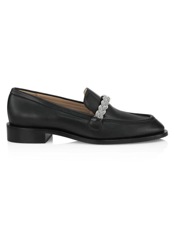 商品Stuart Weitzman|Palmer Crystal-Embellished Leather Loafers,价格¥730,第1张图片