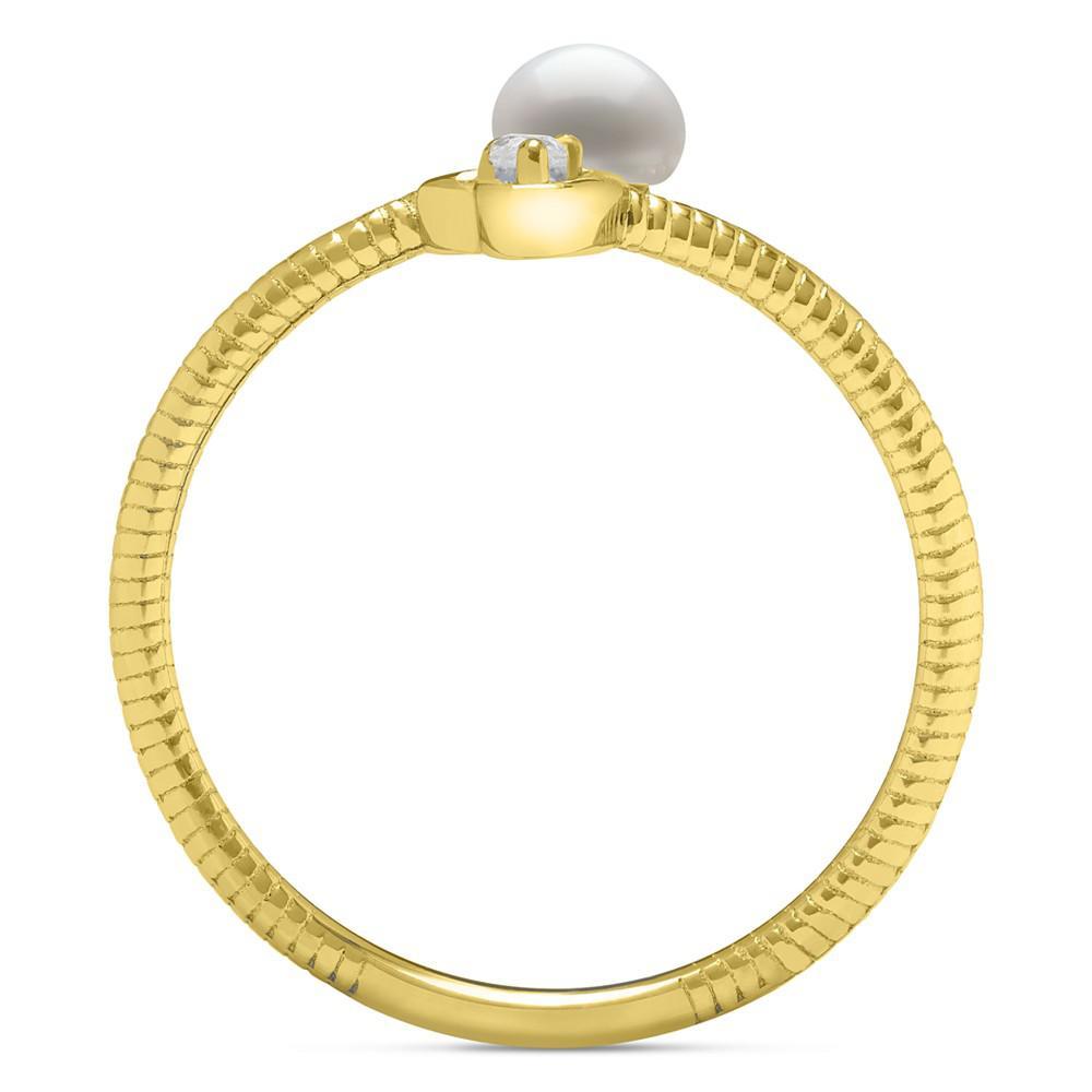 商品Belle de Mer|Cultured Freshwater Button Pearl (4mm) & Lab-Created White Sapphire (1/20 ct. t.w.) Heart Bypass Ring,价格¥275,第5张图片详细描述