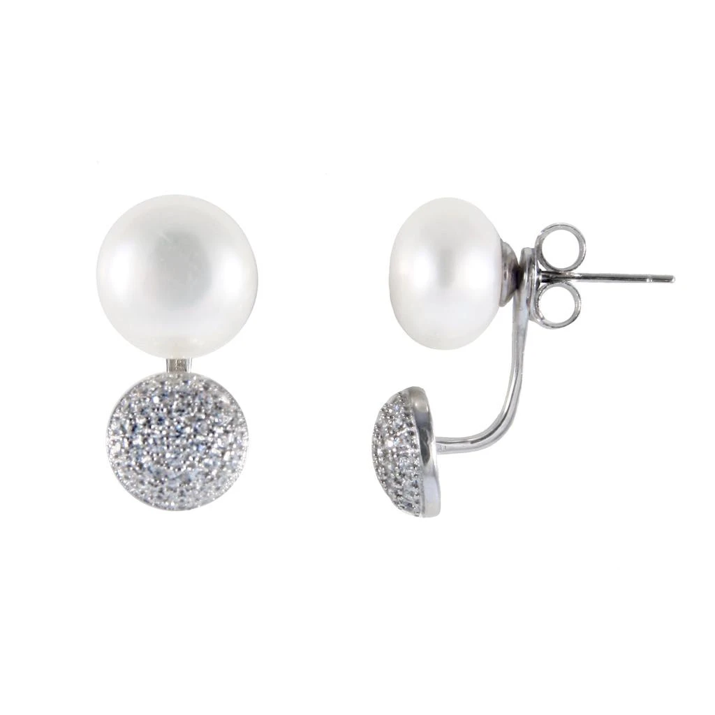 商品Splendid Pearls|CZ Earring Jackets With White Freshwater Pearls,价格¥253,第1张图片