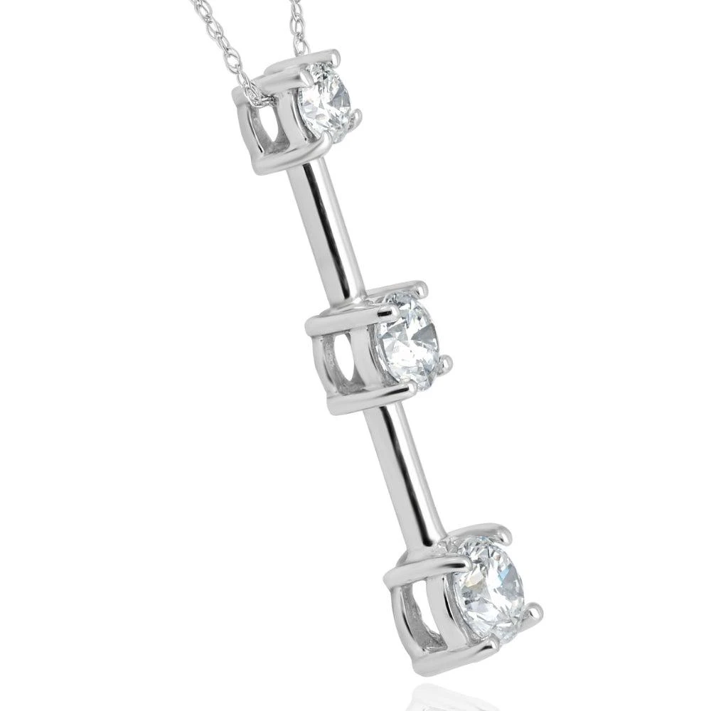 商品Pompeii3|1 1/2Ct Three Stone Diamond Pendant Past Present Future Necklace 14k White Gold,价格¥6955,第2张图片详细描述