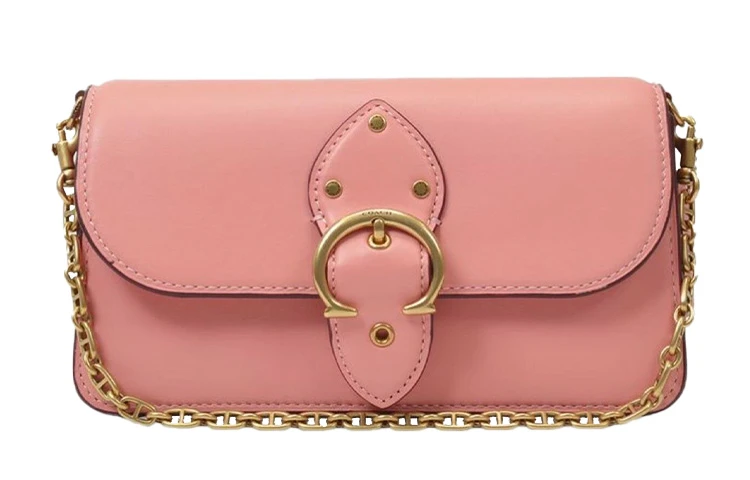商品[国内直发] Coach|蔻驰 Beat 21 复古链条C扣 牛皮 口盖包斜挎单肩包 小号 女款 粉色,价格¥2465,第1张图片