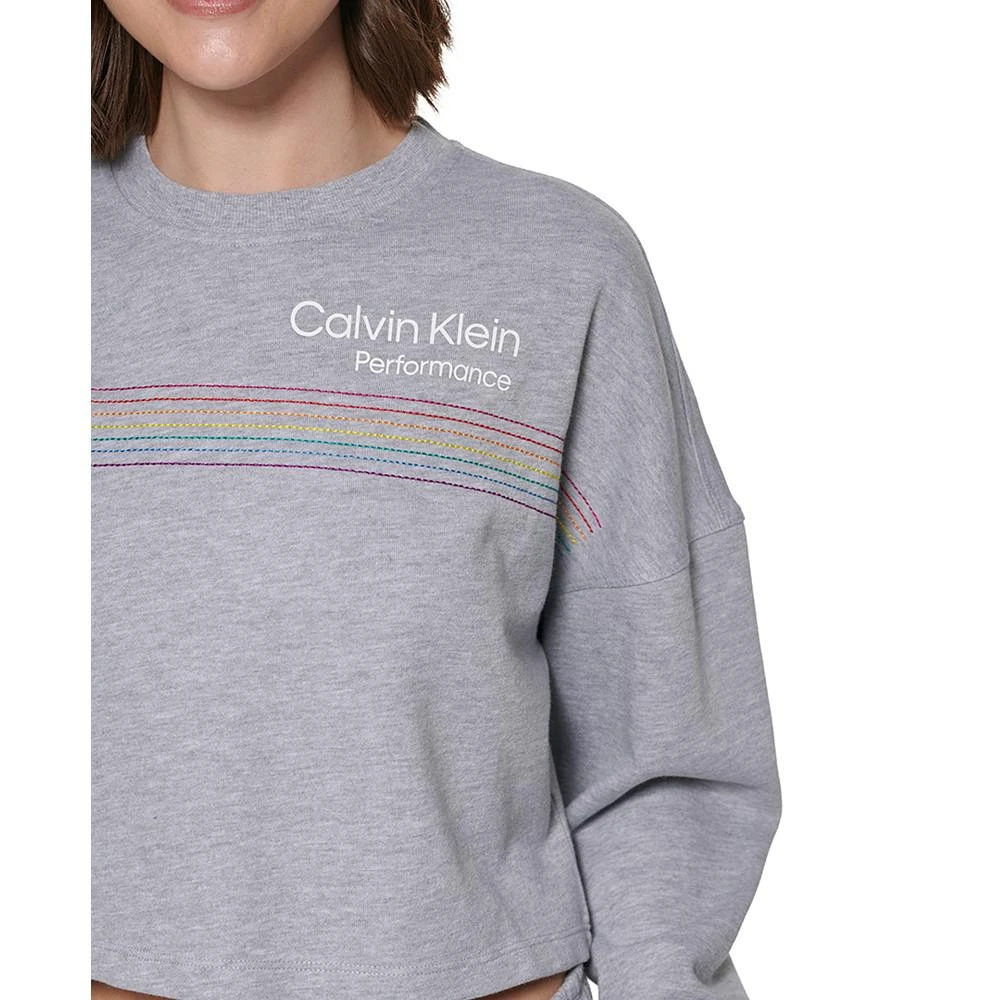商品Calvin Klein|Women's Pride Embroidered Logo Cropped Sweatshirt,价格¥149,第4张图片详细描述