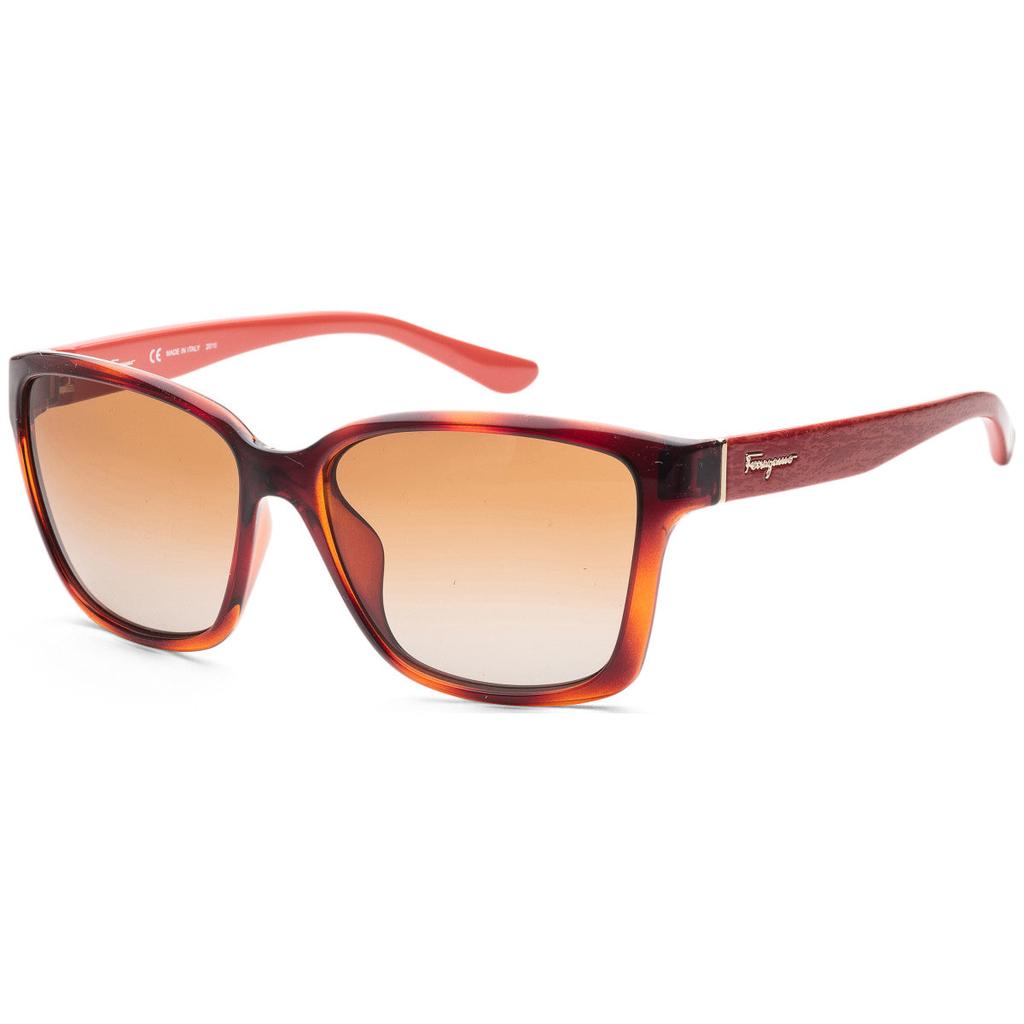 Ferragamo Women's Havana Red Wood Sunglasses商品第1张图片规格展示