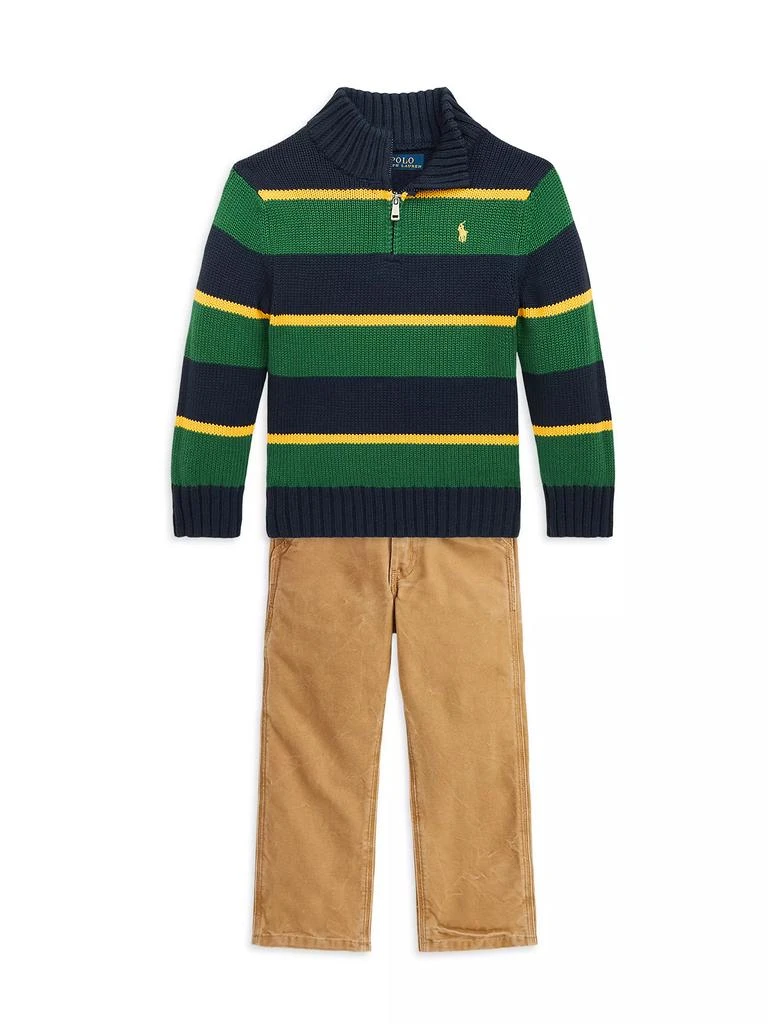 商品Ralph Lauren|Little Boy's & Boy's Striped Half-Zip Pullover Sweater,价格¥427,第2张图片详细描述