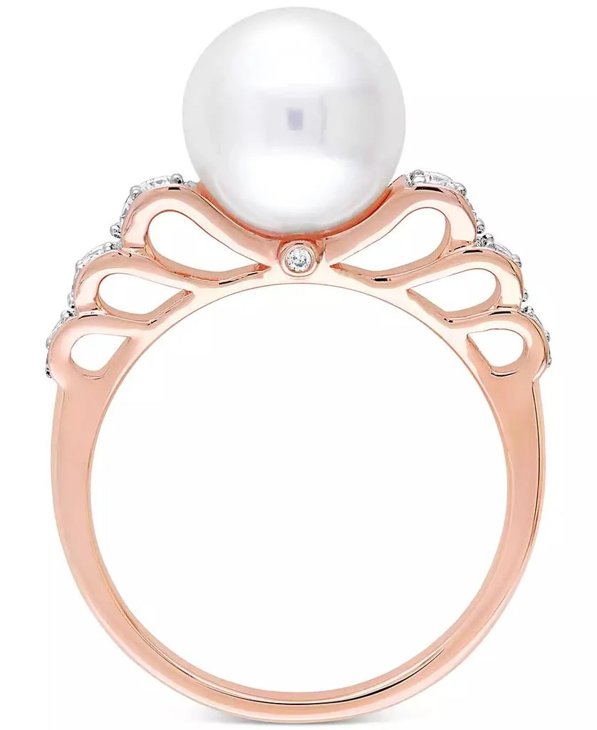 商品Macy's|Cultured Freshwater Pearl (9mm) & Diamond (1/8 ct. t.w.) Ring in 10k Rose Gold,价格¥15620,第3张图片详细描述