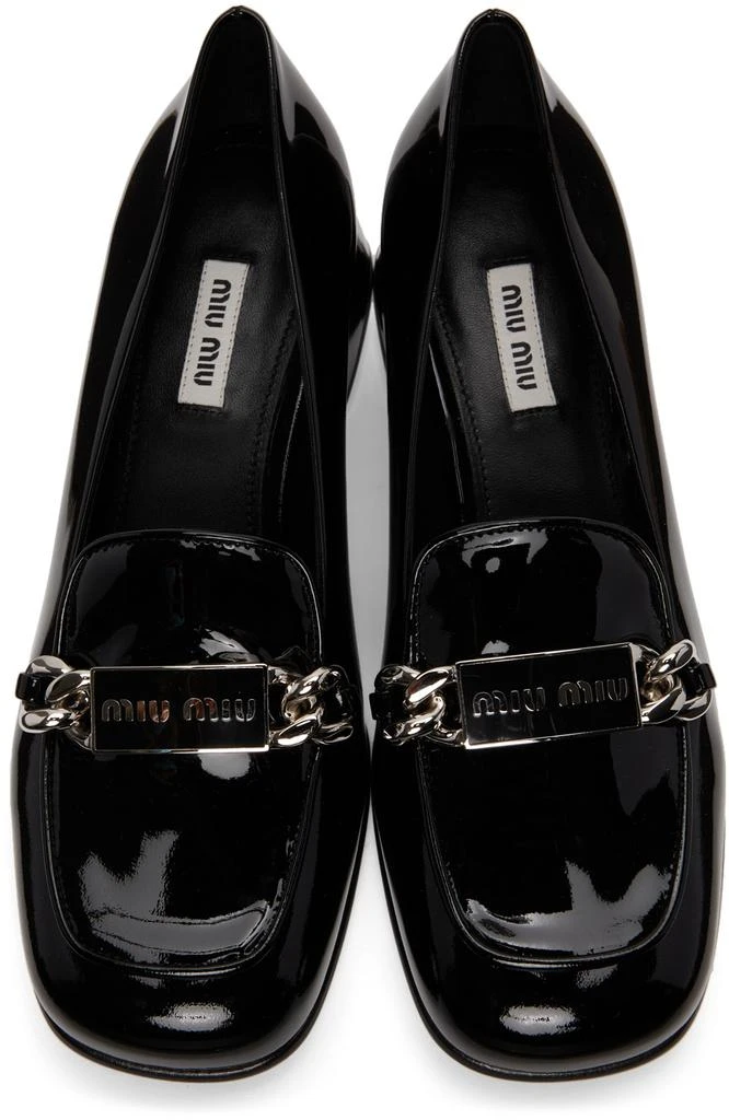 商品Miu Miu|Black Patent Vernice Chain Loafers,价格¥8834,第5张图片详细描述