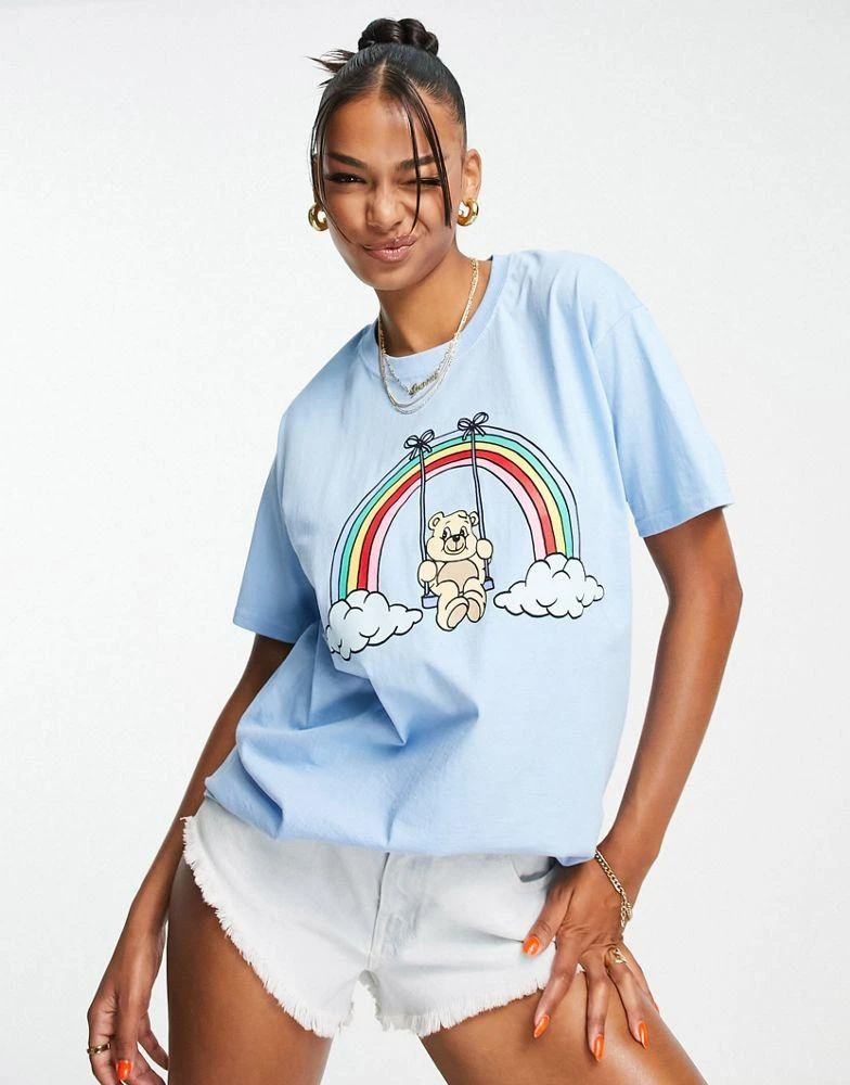 商品New Love Club|New Love Club oversized t-shirt with cute bear print in blue,价格¥104,第2张图片详细描述