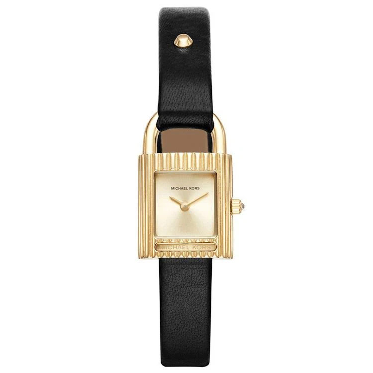 商品Michael Kors|Women's Isadore Black Leather Strap Watch 22x24mm,价格¥875,第1张图片