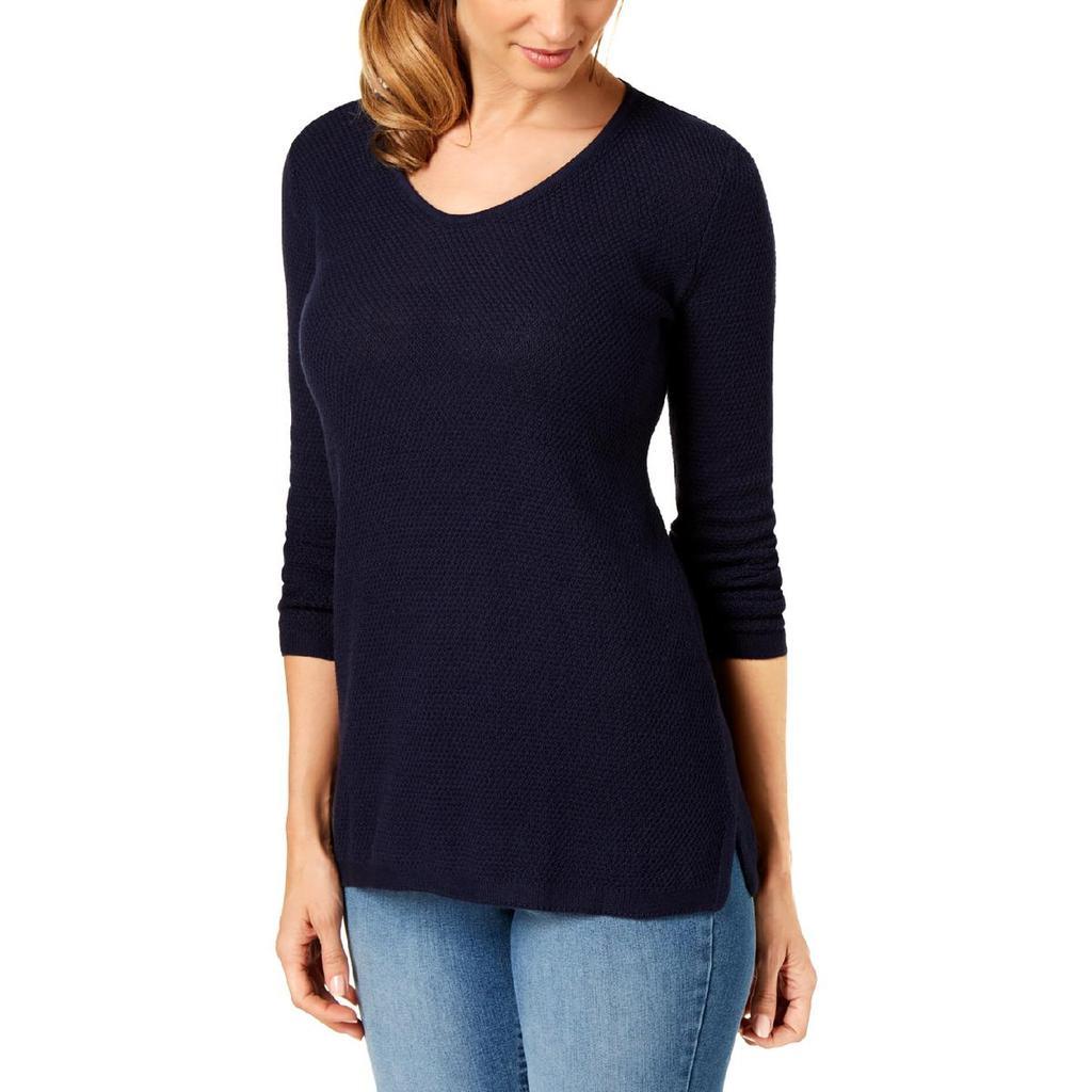 商品Karen Scott|Karen Scott Womens Cotton Textured Pullover Sweater,价格¥59,第3张图片详细描述