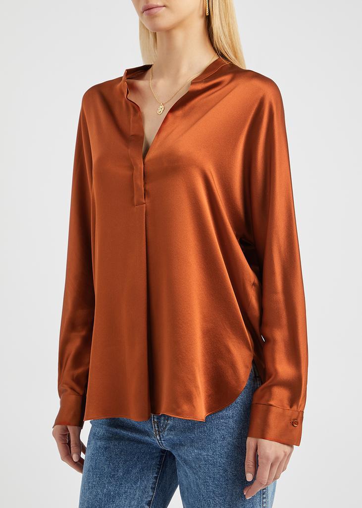 商品Vince|Rust silk-satin blouse,价格¥2403,第4张图片详细描述