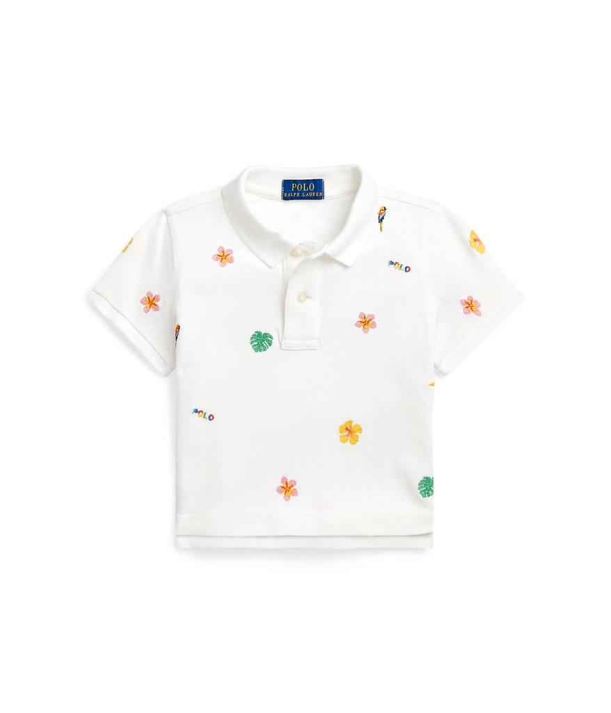 Polo Ralph Lauren Kids | Tropical-Embroidery Mesh Boxy Polo Shirt (Toddler/Little Kids) 88.07元 商品图片