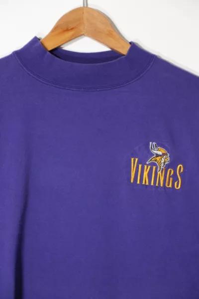 Vintage NFL Minnesota Vikings Embroidered Mock Turtle Neck Long Sleeve T-shirt商品第2张图片规格展示