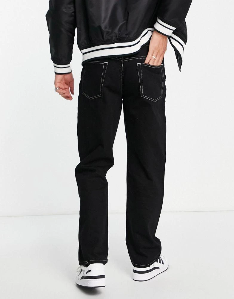 商品Topman|Topman baggy contrast stitch jeans in black,价格¥207,第4张图片详细描述