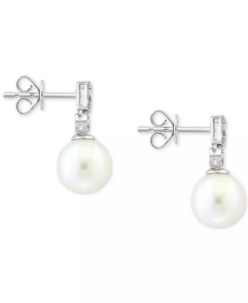 商品Effy|EFFY® Cultured Freshwater Pearl (9mm) & Diamond (1/5 ct. t.w.) Drop Earrings in 14k White Gold,价格¥14159,第4张图片详细描述
