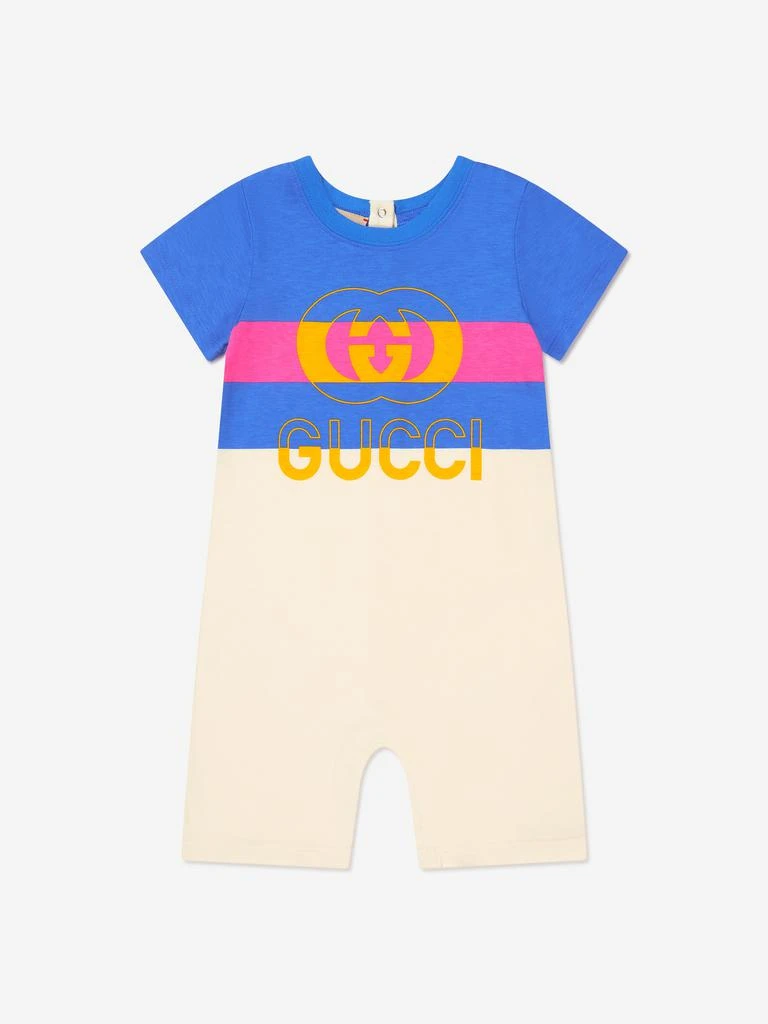 商品Gucci|Baby Boys Logo Romper in Blue,价格¥1970,第1张图片