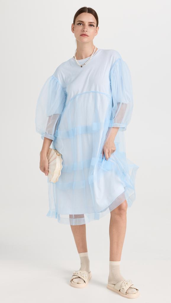 Simone Rocha 层褶网面罩层标志性衣袖连衣裙商品第5张图片规格展示