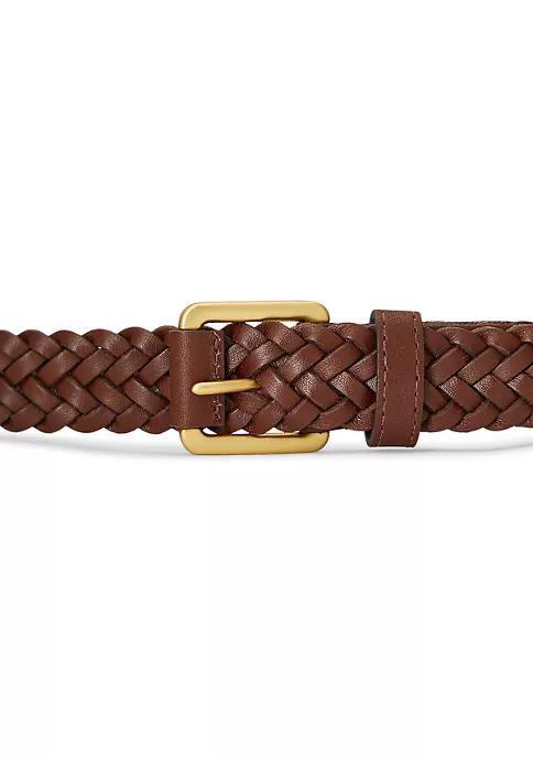 商品Ralph Lauren|Skinny Woven Leather Belt,价格¥309-¥442,第4张图片详细描述