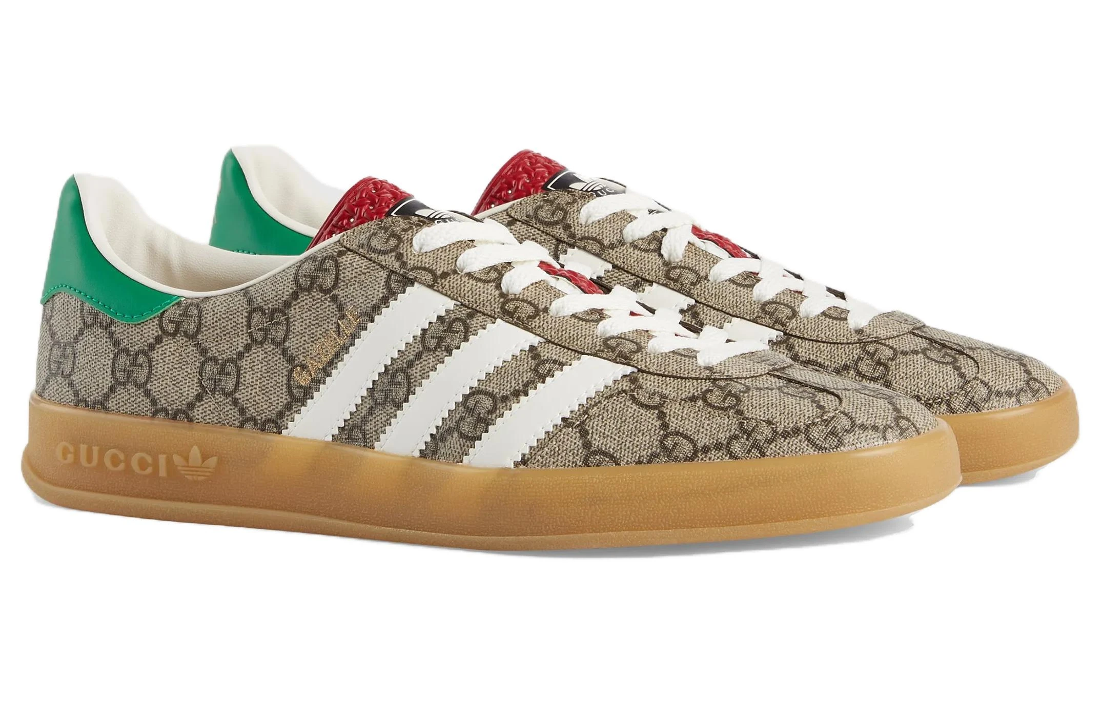 商品[国内直发] Gucci|adidas originals x 古驰 GAZELLE 帆布 低帮系带 德训鞋 时尚板鞋 男款 乌木色,价格¥5700,第3张图片详细描述