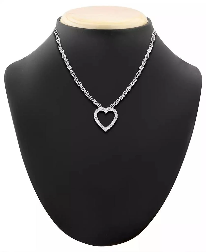 商品Macy's|Diamond Heart Pendant Necklace in 14k White Gold (1/10 ct. t.w.),价格¥4543,第2张图片详细描述