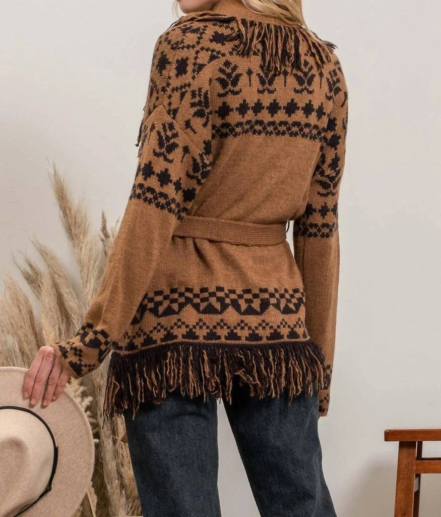 商品Blu Pepper|Geometric Fringe Cardigan In Multi,价格¥332,第3张图片详细描述