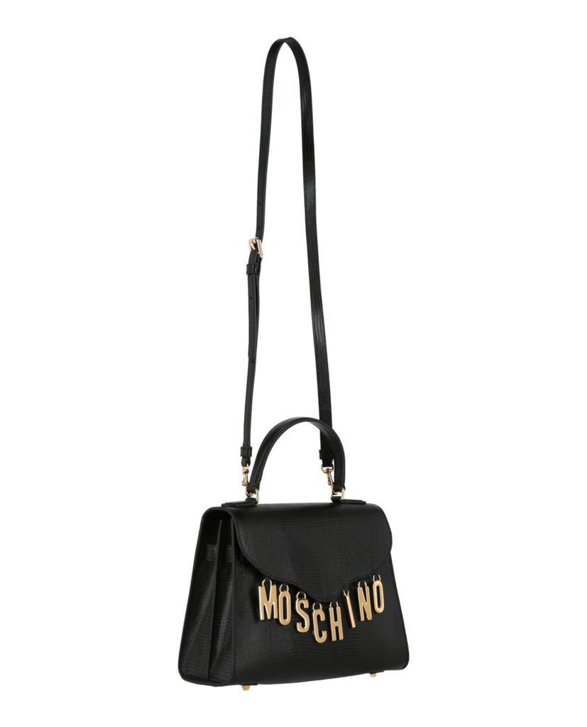 商品Moschino|Logo Charm Leather Top Handle Bag,价格¥6248,第6张图片详细描述
