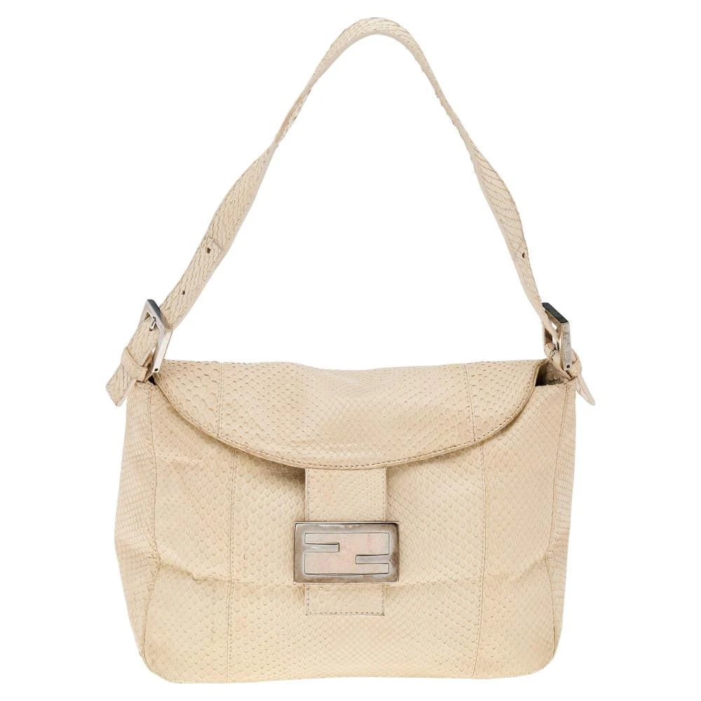 商品[二手商品] Fendi|Fendi Light Beige Python Mama Baguette Shoulder Bag,价格¥3844,第1张图片