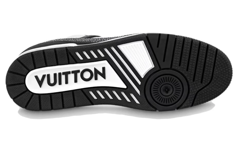 商品[国内直发] Louis Vuitton|Trainer 皮革 水晶 平底低帮系带 时尚板鞋 男女同款 黑白色,价格¥43341,第6张图片详细描述