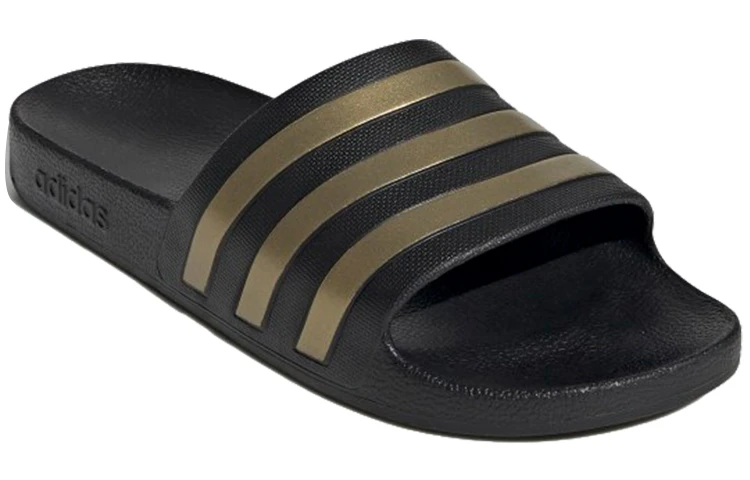 商品[国内直发] Adidas|adidas Adilette Aqua 外穿 一体成型 休闲 橡胶底 防滑一字拖鞋 男女同款 黑金,价格¥196,第4张图片详细描述