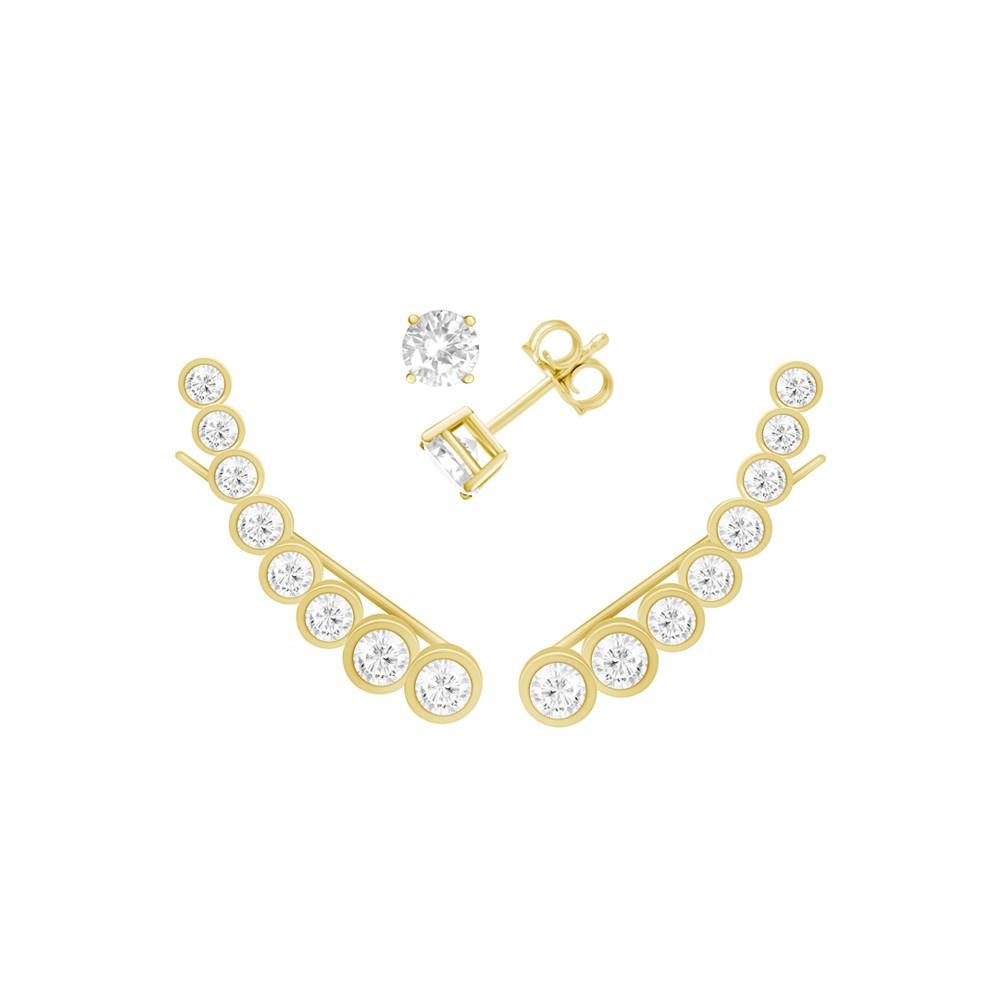 Cubic Zirconia Stud & Graduated Climber Set in Silver Plate or Gold Plate商品第1张图片规格展示