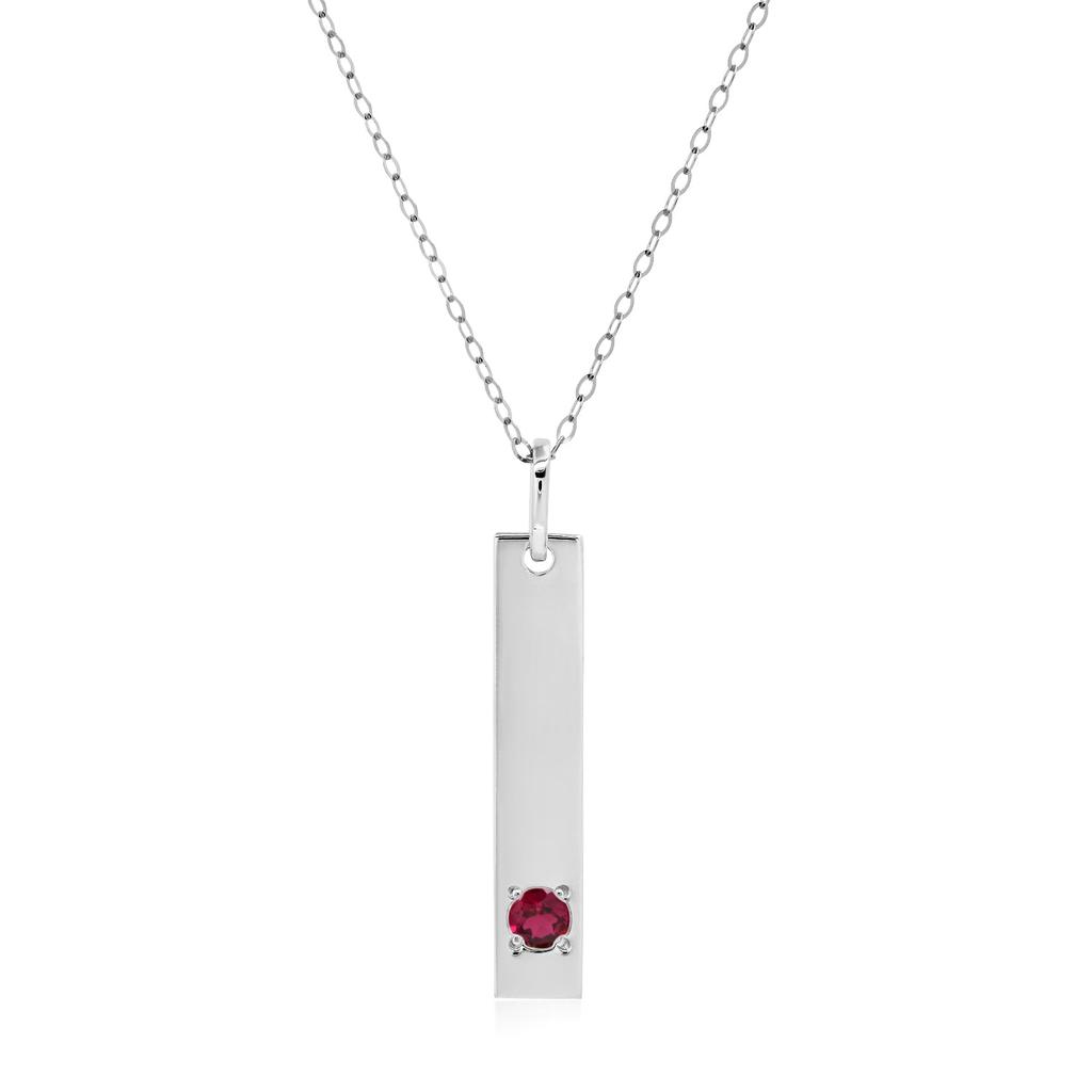 14k White Gold Bar Pendant Necklace with 3mm Small Round Gemstone Adjustable Cable Chain 16 Inches to 18 Inches with Spring Ring Clasp商品第10张图片规格展示