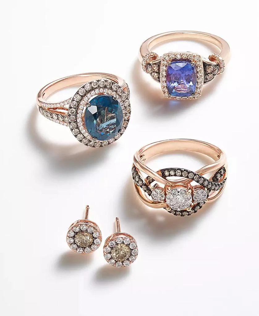 商品Le Vian|Blueberry Tanzanite® (2 ct. t.w.), Nude Diamonds™ (1/3 ct. t.w.) & Chocolate Diamonds® (1/8 ct. t.w.) Ring Set in 14k Rose Gold,价格¥19755,第3张图片详细描述