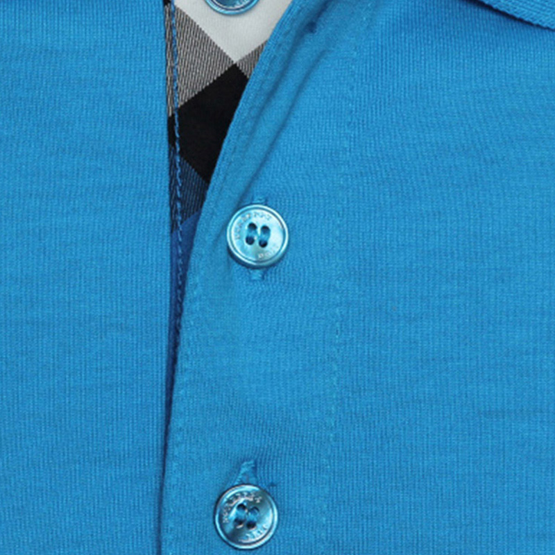 Burberry 博柏利 男士淡蓝色纯棉格子短袖Polo衫 3915374商品第4张图片规格展示
