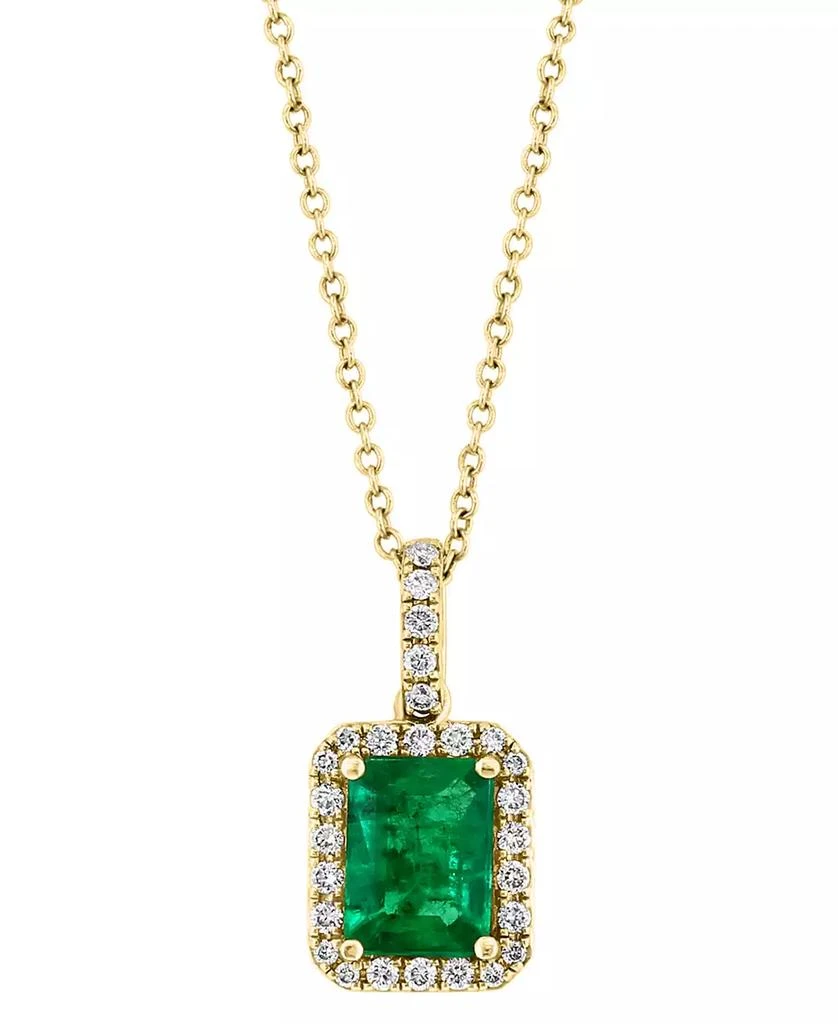 商品Effy|Brasilica by EFFY® Emerald (1-3/8 ct. t.w.) and Diamond (1/4 ct. t.w.) Pendant Necklace in 14k Gold or 14k White Gold, Created for Macy's,价格¥7704,第3张图片详细描述