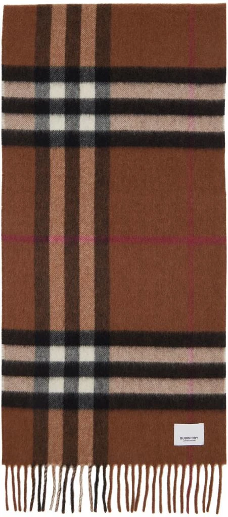 商品Burberry|Brown Reversible Monogram & Check Scarf,价格¥4260,第2张图片详细描述