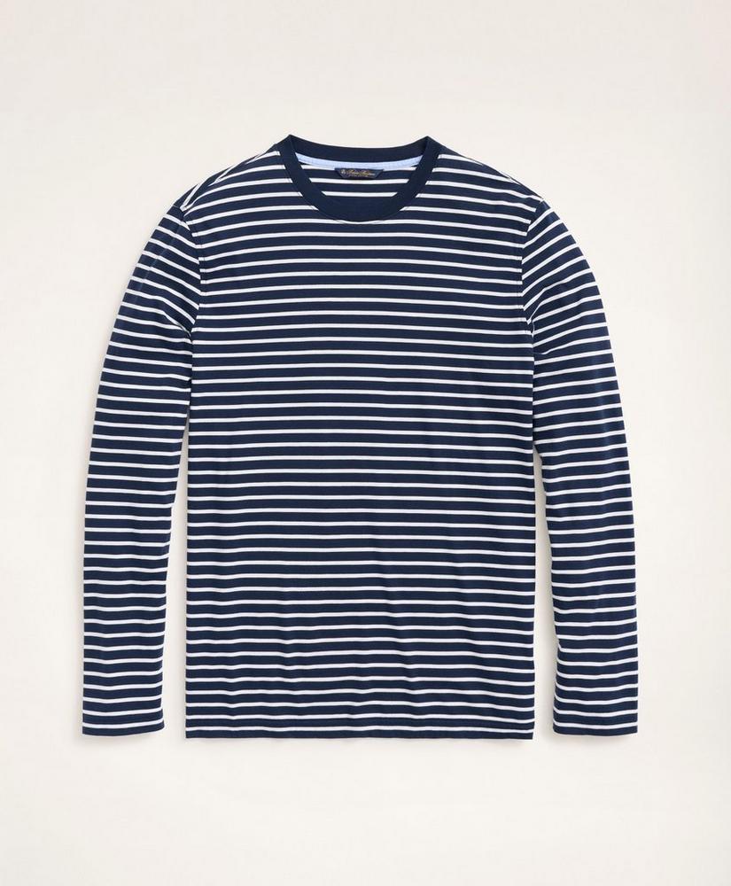 Supima® Cotton Stripe Long-Sleeve T-Shirt商品第1张图片规格展示