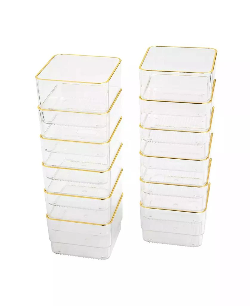 商品Martha Stewart|Kerry 12 Piece Plastic Stackable Office Desk Drawer Organizers Set, 3" x 3",价格¥157,第1张图片