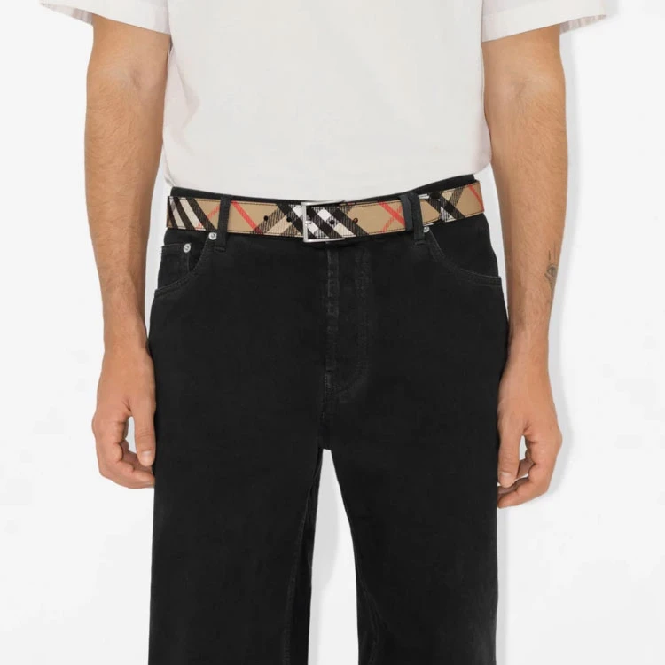 商品[国内直发] Burberry|博柏利 品牌标识 小牛皮 皮带 男款 棕色 宽3.5CM,价格¥2929,第9张图片详细描述