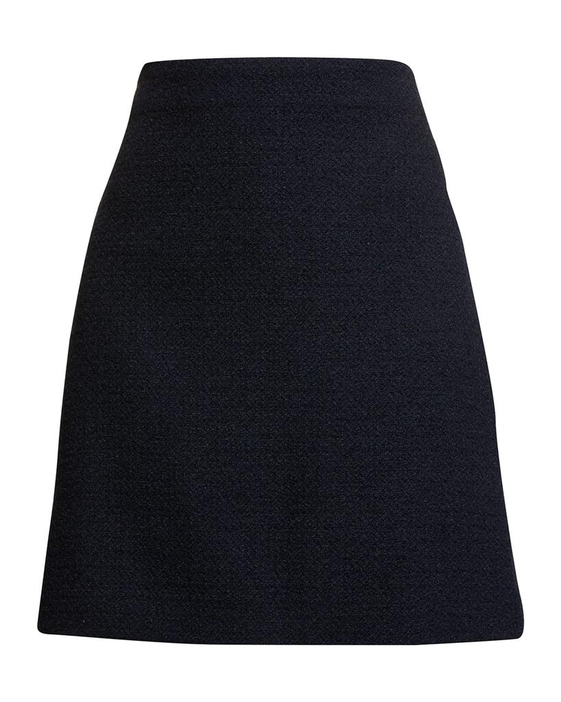 Vegan Leather Side-Stripe Tweed Mini Skirt商品第2张图片规格展示