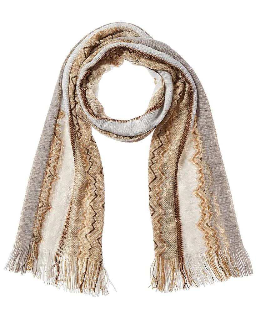 商品Missoni|Missoni Wool-Blend Scarf, White,价格¥929,第1张图片