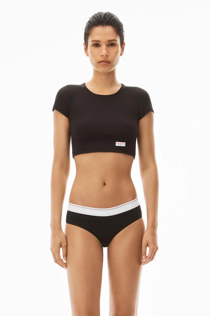 商品Alexander Wang|Cropped Short-Sleeve Tee in Ribbed Cotton Jersey,价格¥305,第1张图片
