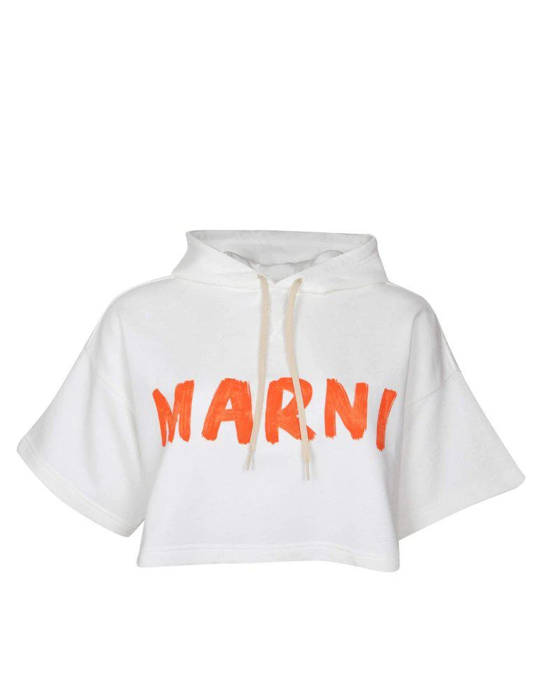 商品Marni|Marni Logo Printed Drawstring Cropped Hoodie,价格¥2567,第1张图片