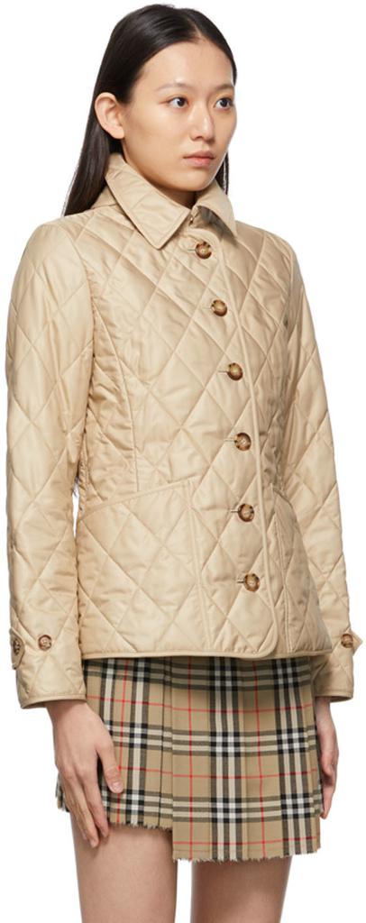 Beige Quilted Diamond Thermoregulated Jacket商品第2张图片规格展示