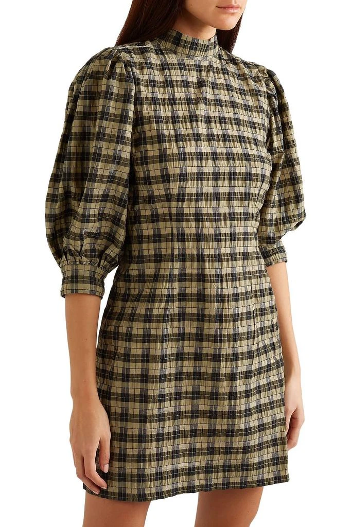 商品Ganni|Checked cotton-blend seersucker mini dress,价格¥676,第3张图片详细描述