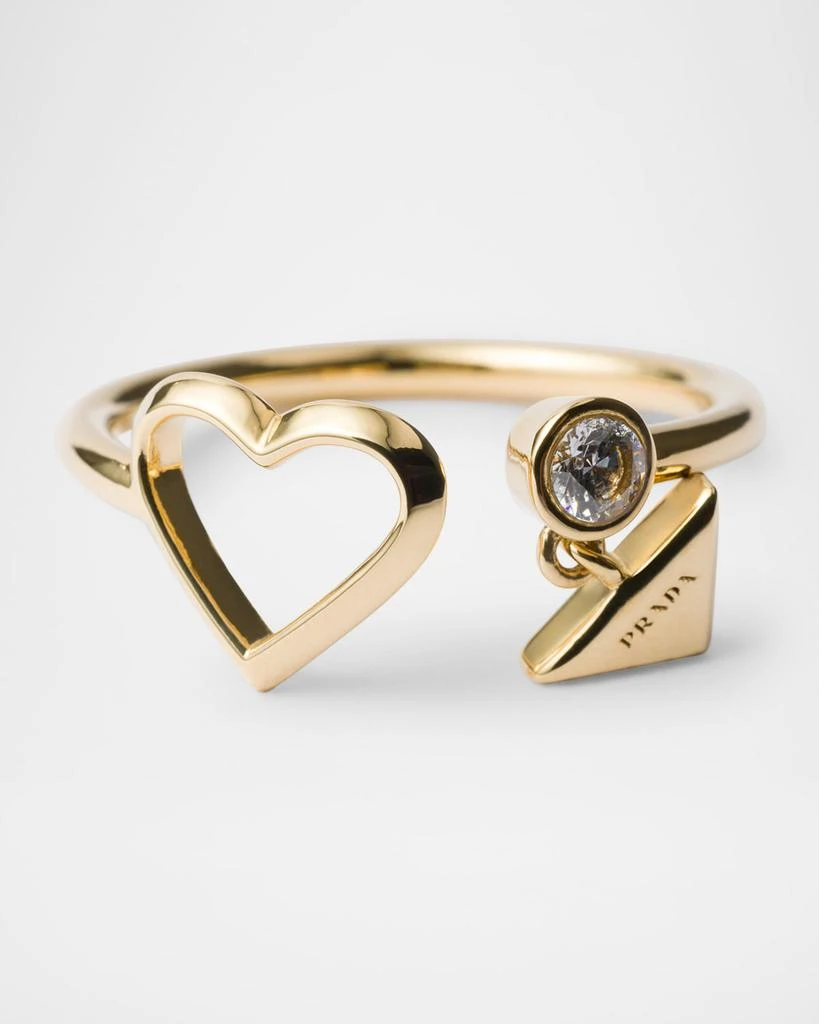 商品Prada|Heart Crystal Brass Open Ring,价格¥3673,第2张图片详细描述