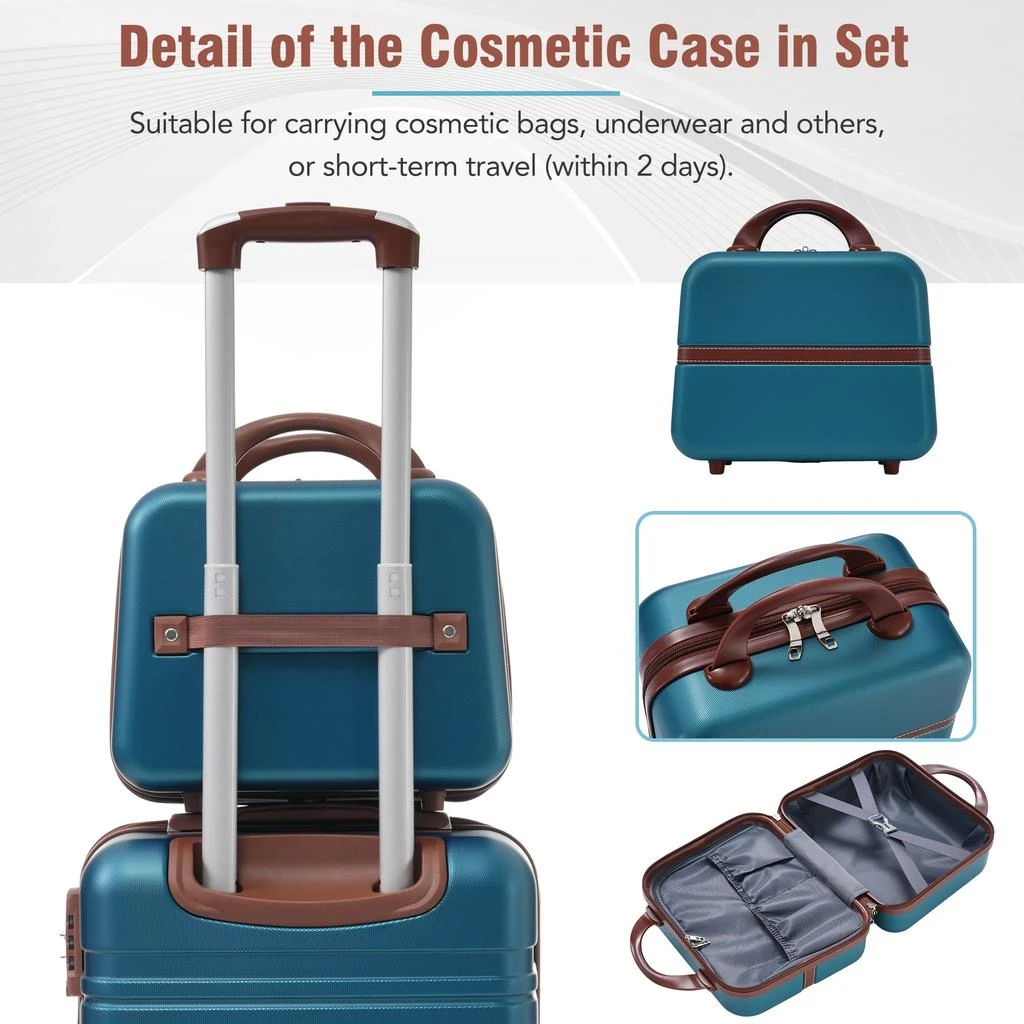 商品Streamdale Furniture|Streamdale Hardshell Luggage Sets 3 Pieces 20" +28" Luggages and Cosmetic Case Spinner Suitcase with TSA Lock Lightweight,价格¥1613,第5张图片详细描述