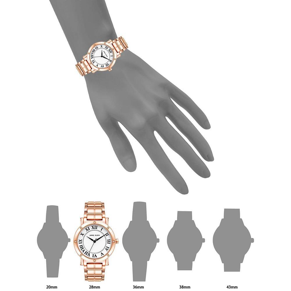 商品Anne Klein|Women's Three-Hand Quartz Round Rose Gold-Tone Alloy Bracelet Watch, 36mm,价格¥374,第6张图片详细描述