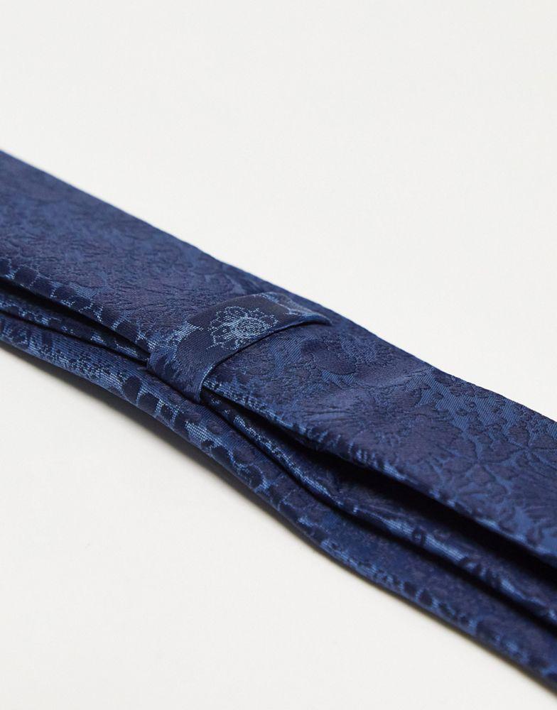 ASOS DESIGN slim tie in navy tonal floral商品第4张图片规格展示
